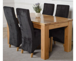 That's Furniture Dakota 152 X 87 Cm Chunky Medium Oak Dining Table And 4 Chairs Dining Set With Lola Black Fabric Chairs - thumbnail 1