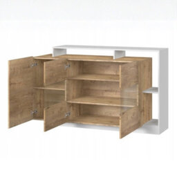 Alva I Modern Wall Unit Oak Grandson White Living Room Set With Cabinets Shelves And Tv Stand - thumbnail 2