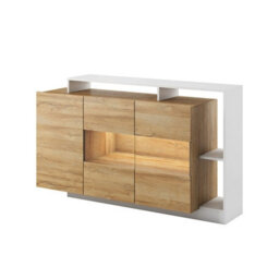 Alva I Modern Wall Unit Oak Grandson White Living Room Set With Cabinets Shelves And Tv Stand - thumbnail 3