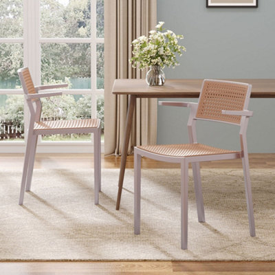 Darphe Pseudo-Rattan Pp Dining Chair Set Of 4 With Armrest In Grey, 63.5 Cm W X 54 Cm D X 96 Cm H - image 1