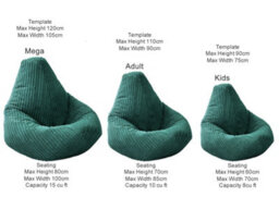 Beautiful Beanbags Adult Highback Beanbag Jumbo Cord Bean Bags Ready Filled - Teal - thumbnail 5