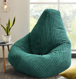 Beautiful Beanbags Adult Highback Beanbag Jumbo Cord Bean Bags Ready Filled - Teal