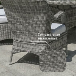 Abrihome 6-Seater Outdoor Garden Aluminum Round Dining Table Set With Rotating Glass Tray And Uv-Resistant Pe Wicker, Grey - thumbnail 4