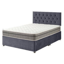 Aspire Olivier Divan And Hybrid Memory Pocket Mattress, Plush Fabric, Strutted Headboard, 2 Drawers, Grey, King - thumbnail 7