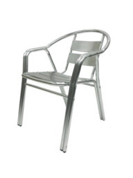 Garden Aluminium Bistro Set - Square Pedestal Table & 4 Double Tube Chairs Be Furniture - thumbnail 6