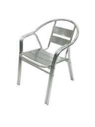 Garden Aluminium Bistro Set - Square Pedestal Table & 4 Double Tube Chairs Be Furniture - thumbnail 5