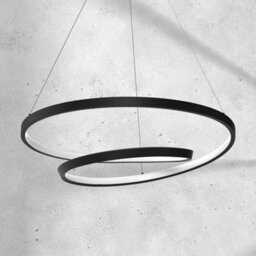 Milagro Lucero Designer Led Pendant Lamp Black 48W 50Cm Monochromatic Swirl - thumbnail 3