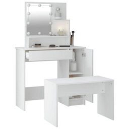 Berkfield Dressing Table Set With Led White Engineered Wood - thumbnail 5
