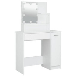 Berkfield Dressing Table Set With Led White Engineered Wood - thumbnail 8
