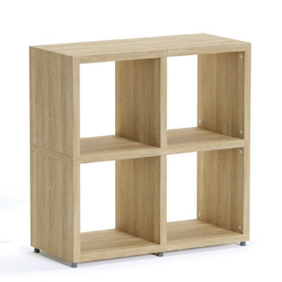 RB UK Boon Cube Shelving Unit Eco-Friendly Bookcase Freestanding Heavy Duty Oak, Made In Austria (H)760mm (W)740mm (D)330mm