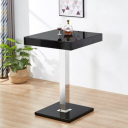Furniture in Fashion Topaz High Gloss Bar Table Square Glass Top In Black