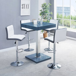 Furniture in Fashion Topaz High Gloss Bar Table Square Glass Top In Black - thumbnail 4