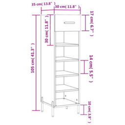 Vidaxl Shoe Cabinet Black 30X35X105 Cm Engineered Wood - thumbnail 3