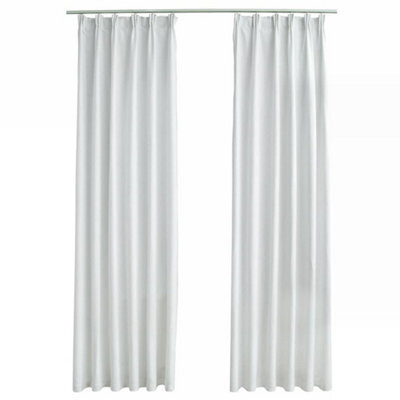 Berkfield Elegant Blackout Curtains With Hooks 2 Pcs Off White 140X175 Cm