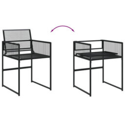 Berkfield 13 Piece Garden Dining Set Black Poly Rattan - thumbnail 6
