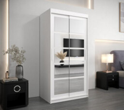 Arte Roma Ii White Stylish Sliding Door Wardrobe H2000mm W1000mm D620mm With Mirrored Panels - thumbnail 2