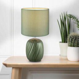 Albury Swirl Round Gloss Green Table Lamp