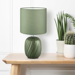 Albury Swirl Round Gloss Green Table Lamp - thumbnail 7