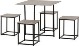 Seconique Kent Stowaway Dining Table And 4 Stool Set Stone Effect And Black - thumbnail 3