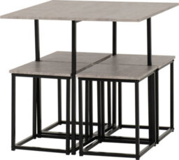 Seconique Kent Stowaway Dining Table And 4 Stool Set Stone Effect And Black - thumbnail 2