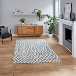 Grey White Modern Geometric Easy To Clean Rug For Living Room Bedroom And Dining Room-160Cm X 220Cm - thumbnail 1
