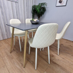 Kosy Koala Modern Rectangle Dark Grey Dining Table Set With 4 Cream Chairs Dining Room Furniture - thumbnail 5