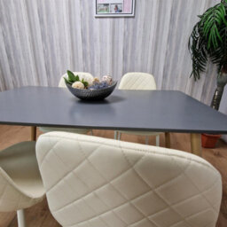Kosy Koala Modern Rectangle Dark Grey Dining Table Set With 4 Cream Chairs Dining Room Furniture - thumbnail 4