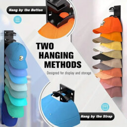 Baseball Cap Hat Organizer, Practical Cap Organizer, Compact Wall Mount (Black 2Pcs) - thumbnail 4