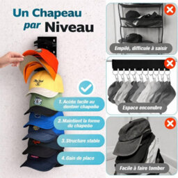 Baseball Cap Hat Organizer, Practical Cap Organizer, Compact Wall Mount (Black 2Pcs) - thumbnail 5