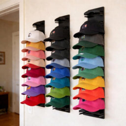 Baseball Cap Hat Organizer, Practical Cap Organizer, Compact Wall Mount (Black 2Pcs) - thumbnail 3