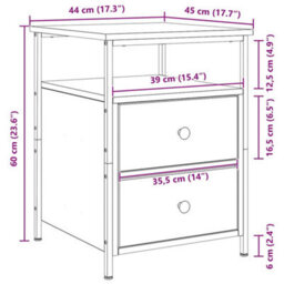 Walplus Bedside Cabinet With Drawer 2 Pcs Black Oak 44 X 45 X 60 Cm - thumbnail 8