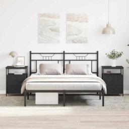 Walplus Bedside Cabinet With Drawer 2 Pcs Black Oak 44 X 45 X 60 Cm - thumbnail 3