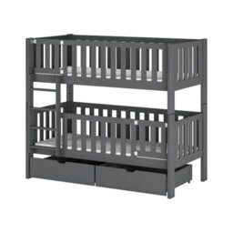 Arte Ksawery Graphite Wooden Bunk Bed 80 X 180Cm - Foam Bonnell Mattresses Included - thumbnail 4