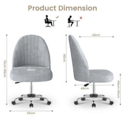 Grey  Swivel Makeup Vanity Chair Adjustable Desk Chair For Bedroom Home Office - thumbnail 2