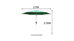 PureLifestyleWonders Tilting Garden Parasol - Green With Crank Handle - thumbnail 3