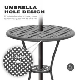 Avestar 3-Piece Outdoor Patio Bistro Set, Cast Aluminium Round Bistro Table And Chairs, For Patio, Garden And Balcony, Black - thumbnail 7