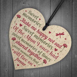 Red Ocean Christmas Tree Grave Memorial Ornament For Mum Wooden Heart Bauble Decoration Mother Mummy Gifts - thumbnail 6