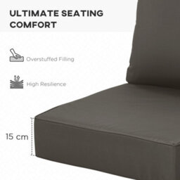Outsunny Outdoor Seat And Back Cushion Set, Deep Seating Chair Cushion, Grey - thumbnail 4