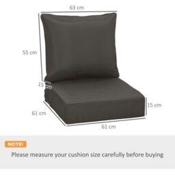 Outsunny Outdoor Seat And Back Cushion Set, Deep Seating Chair Cushion, Grey - thumbnail 2