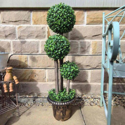 3Ft Artificial Triple Ball Boxwood Topiary Tree 90Cm In Decorative Pot - thumbnail 1
