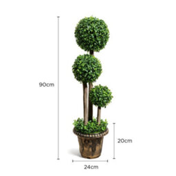 3Ft Artificial Triple Ball Boxwood Topiary Tree 90Cm In Decorative Pot - thumbnail 4