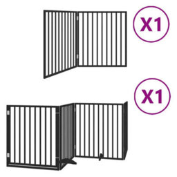 Walplus Black Dog Gate With Door Foldable 6 Panels 480 Cm Poplar Wood - thumbnail 2