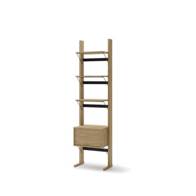 Arte Ollie 2 Bookcase In Oiled Oak - Compact Storage Solution - W52Cm X H193Cm X D40Cm - image 1
