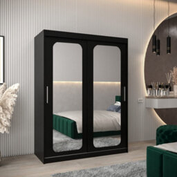Arte Uppsala T3 Sliding Door Wardrobe 150Cm In Black - Bold Mirrored Storage For Urban Retreats - thumbnail 1