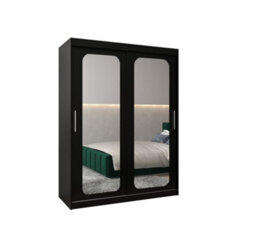Arte Uppsala T3 Sliding Door Wardrobe 150Cm In Black - Bold Mirrored Storage For Urban Retreats - thumbnail 2