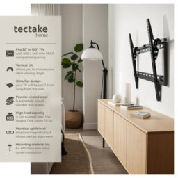 Tectake Television Bracket - 32-100 Inch Screens, Tiltable, Width-Adjustable Tv Wall Mount 70 Kg - Black - thumbnail 2