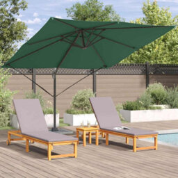Berkfield Cantilever Roma Parasol Green 286X285X265 Cm Aluminium - thumbnail 4