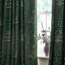 Morris & Co Acorn Multi Floral Jacquard Room Darkening Pencil Pleat Curtain Pair Thyme/forest (W)229Cm X (D)229Cm - thumbnail 3
