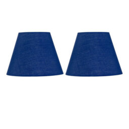 First Choice Lighting Set Of 2 Navy Blue Cotton 20Cm Diameter Tapered Fabric Lamp Shades