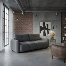 Sandy 3 Seater Convertible Sofa With Storage Comfortable Fabric Couch For Living Room Grey - thumbnail 1